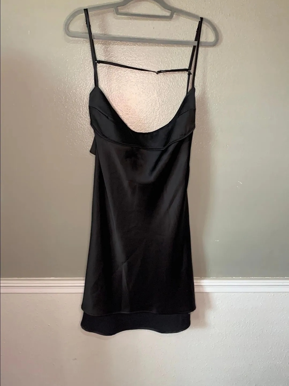 Zara Black Satin-Effect Mini Dress